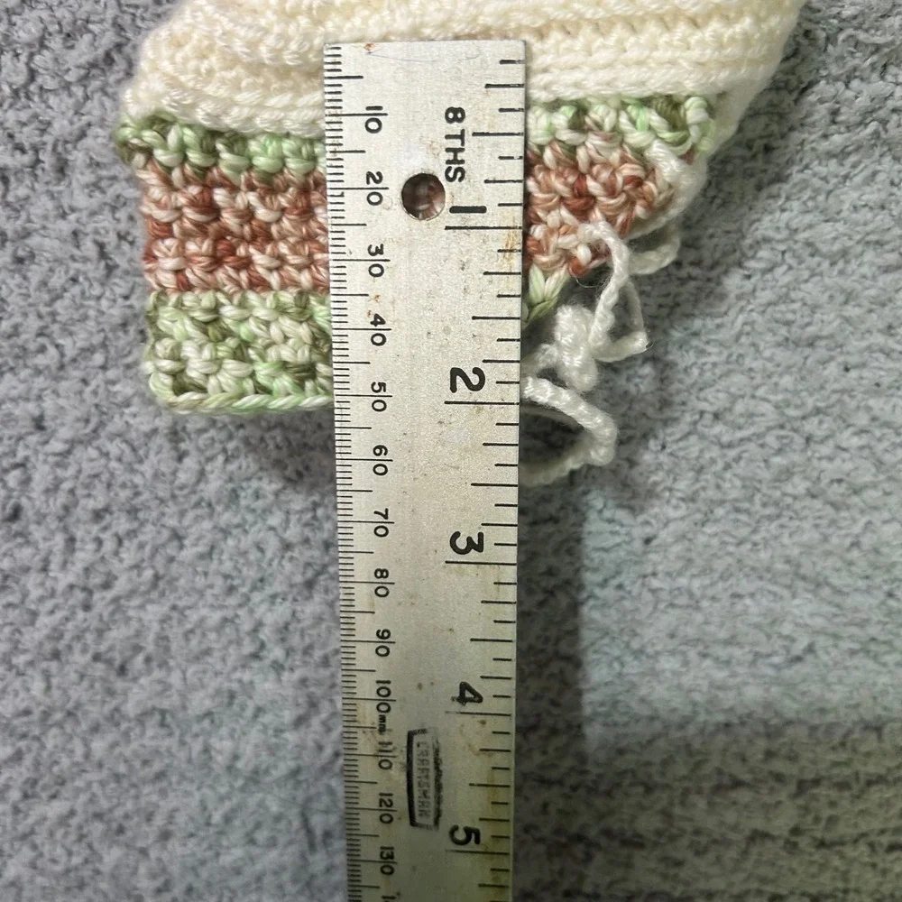 Handmade Crochet Bib and Booties Green‎ Tan Gift Cottagecore Boho New Pictures